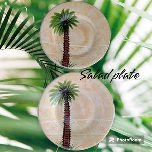 Tabletops Gallery Bellagio Palm Tree Salad Plates Set of 2